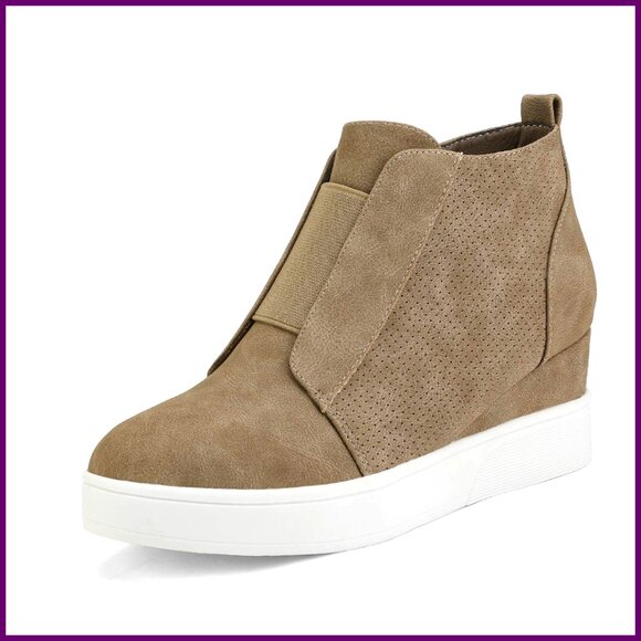 Women's Platform Wedge Sneaker Booties 2.35-Inch Heel Zipper Closure
